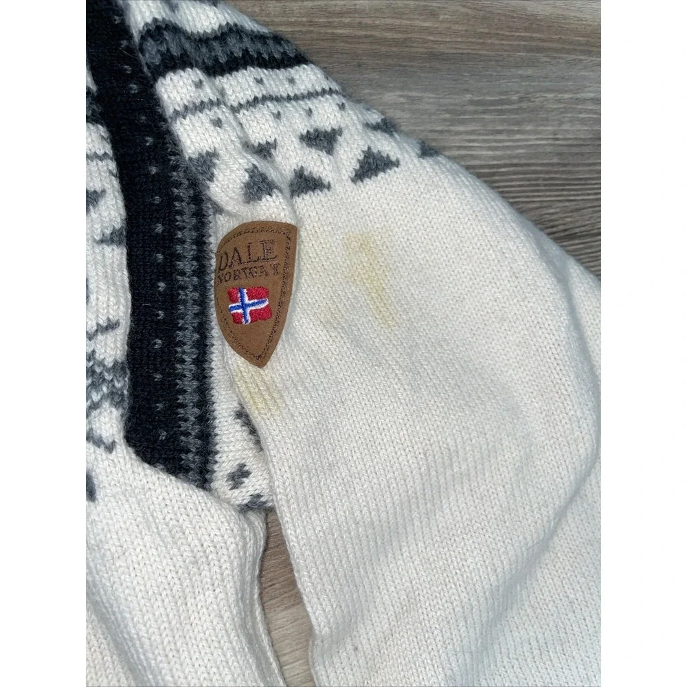 Vintage Dale Of Norway Wool Sweater Large 1/4 Zip Fair Isle Nordic-DAMAGED